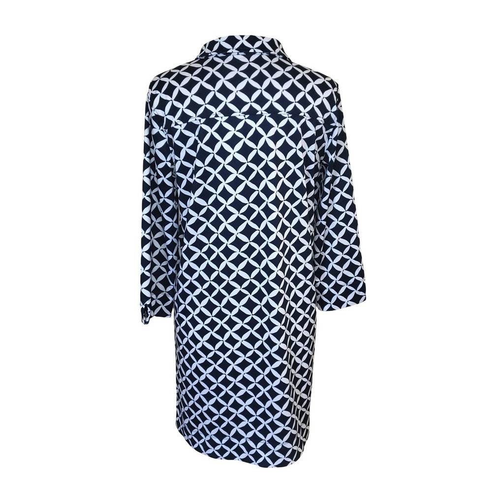 Vineyard Vines Margo Harbor Shirt Dress Navy White Nautical Geometric Latice L - Picture 4 of 10